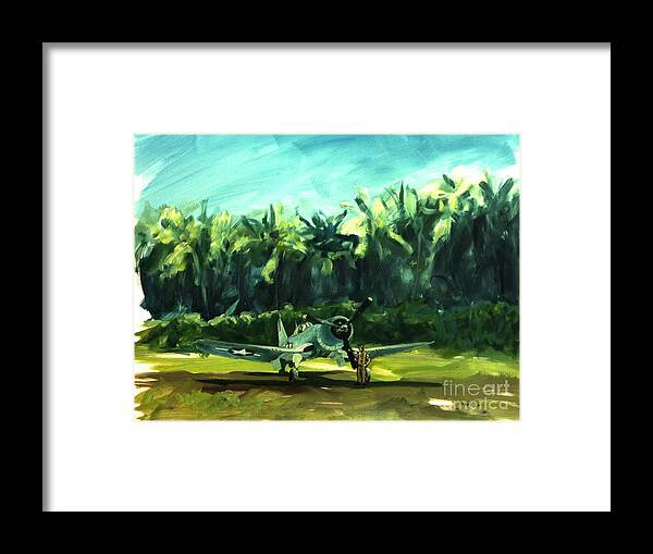 Corsair Framed Print featuring the painting Corsair in Jungle by Stephen Roberson