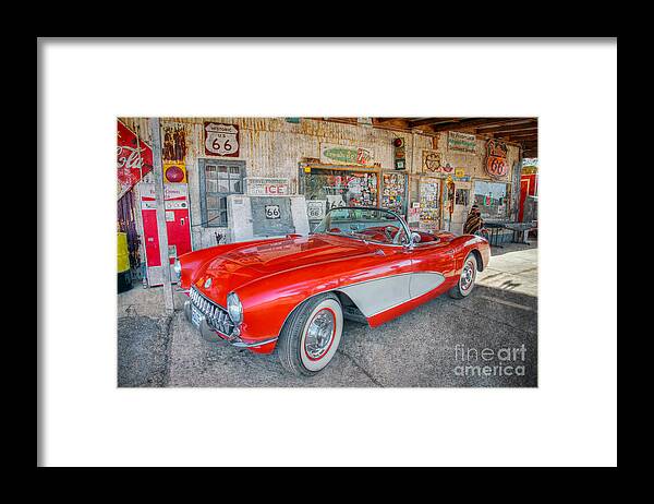Arizona Framed Print featuring the photograph Corvette at Hackberry General Store by Marianne Jensen