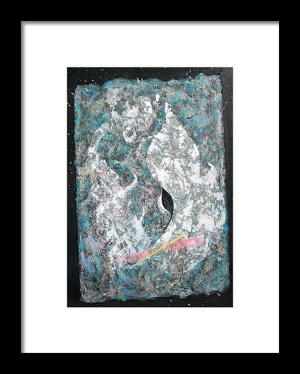 Abstract Painting Framed Print featuring the painting Cosmic Keyhole by Asha Carolyn Young