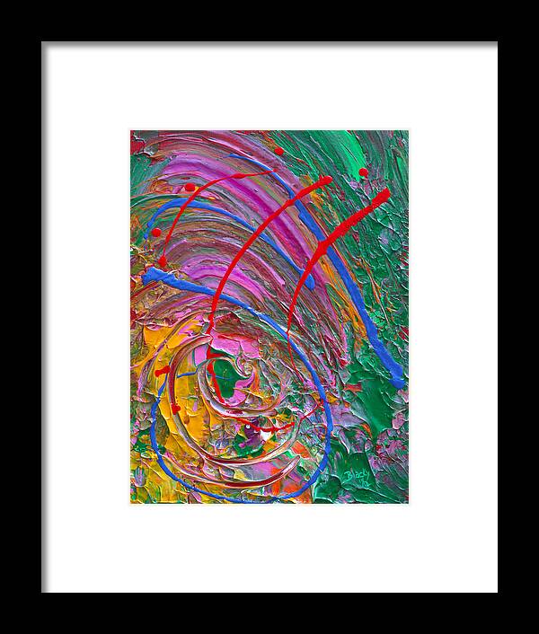 Colorful Abstract Framed Print featuring the painting Cosmic Thoughts by Donna Blackhall