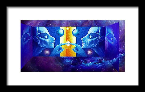 Angels Framed Print featuring the painting Cosmic Touch by Hartmut Jager
