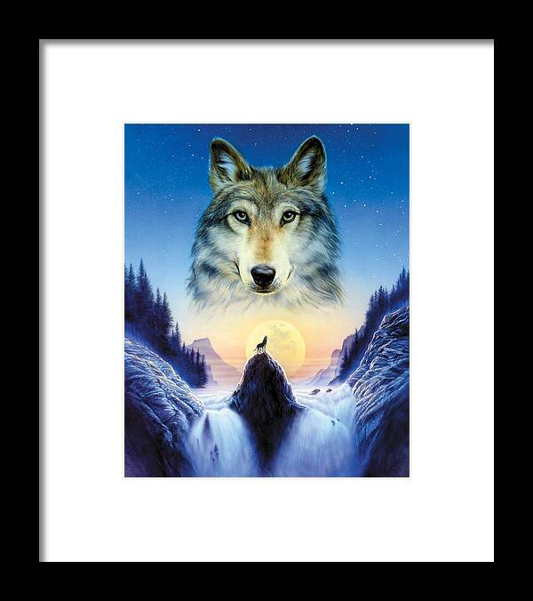 Wolf Framed Print featuring the photograph Cosmic Wolf by MGL Meiklejohn Graphics Licensing