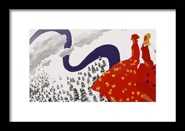 Curve Framed Print featuring the digital art Cossack Song by Sergey Maidukov