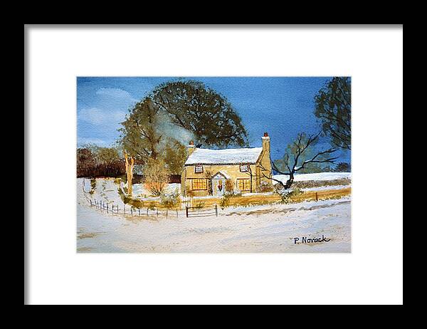 Cottage Framed Print featuring the mixed media Cottage At Christmas by Patricia Novack