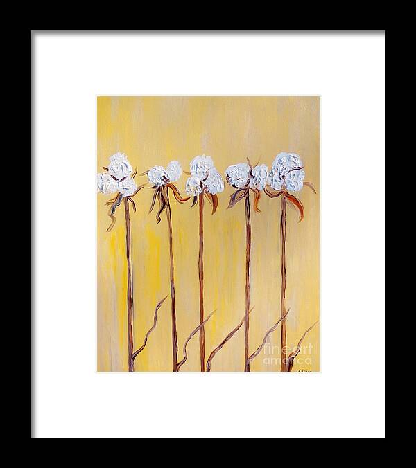 Cotton Framed Print featuring the painting Cotton Chorus Line by Eloise Schneider Mote