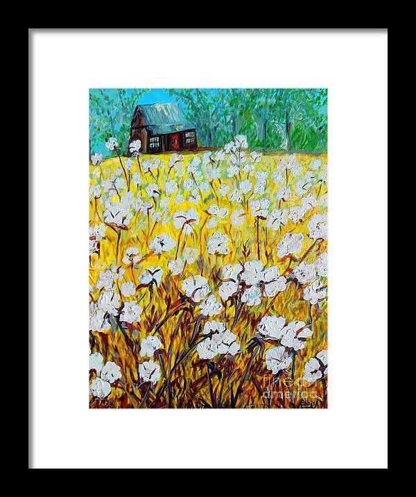 Cotton Framed Print featuring the painting Cotton Fields Back Home by Eloise Schneider Mote