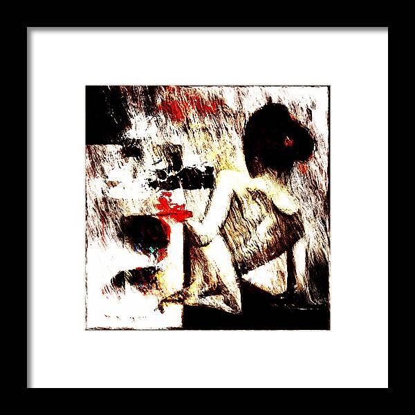 Couchant Framed Print featuring the digital art Couchant Nude by Andrea Barbieri