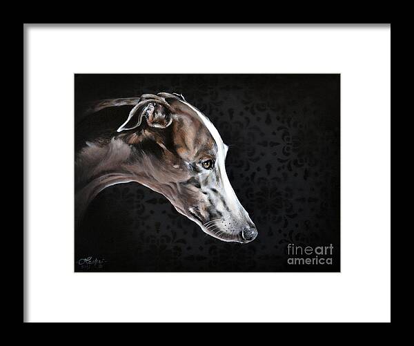 Greyhound Framed Print featuring the painting Counting Crows by Lachri