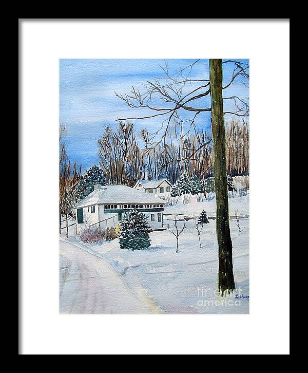 Snow Framed Print featuring the painting Country Club in Winter by Christine Lathrop