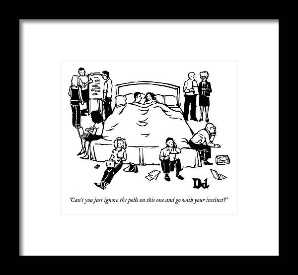 #condenastnewyorkercartoon Framed Print featuring the drawing Couple Seems At Work At Home by Drew Dernavich