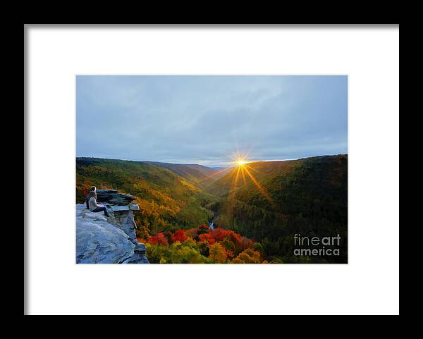 Pixel Paintography Framed Print featuring the photograph Couple watching West Virginia sunset by Dan Friend