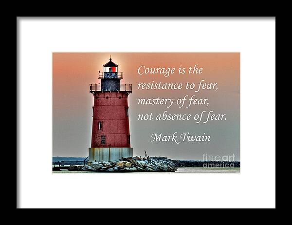 Lighthouse Framed Print featuring the photograph Courage by Gene Bleile Photography 