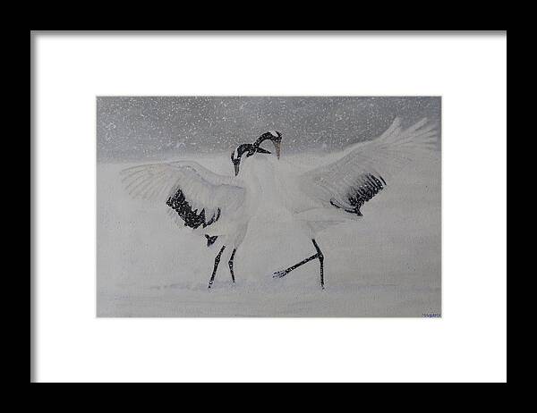 Bird Framed Print featuring the painting Courtship Ritual by Masami Iida