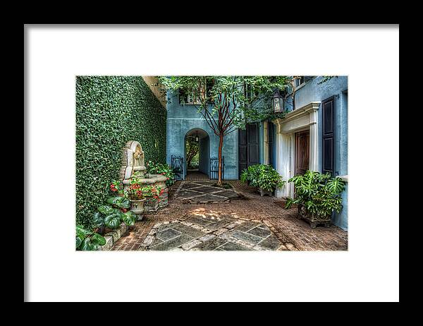 Charleston Framed Print featuring the photograph Courtyard at Rainbow Row by John Hoey