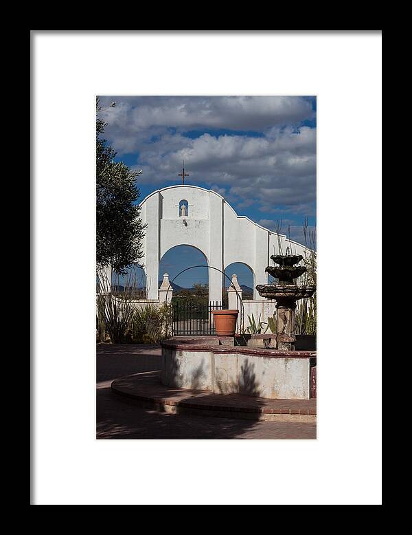 Arches Framed Print featuring the photograph Courtyard at the Mission by Ed Gleichman