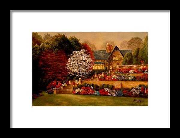 Landscape Framed Print featuring the painting Courtyard Dawning by Rick Fitzsimons