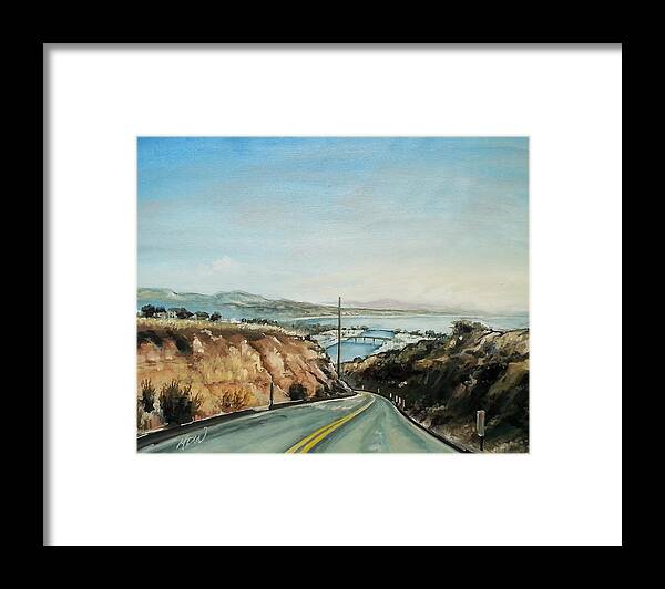 After Dinner At The Chart House Framed Print featuring the painting Cove Road to the Marina by Mike Worthen
