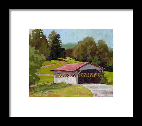 Covered Bridge Framed Print featuring the painting Covered Bridge by Todd Baxter