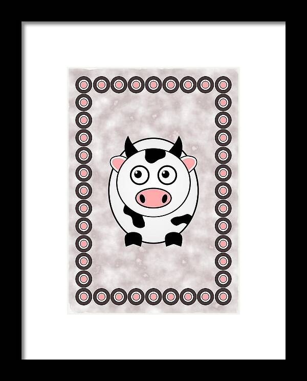 Cow Framed Print featuring the digital art Cow - Animals - Art for Kids by Anastasiya Malakhova