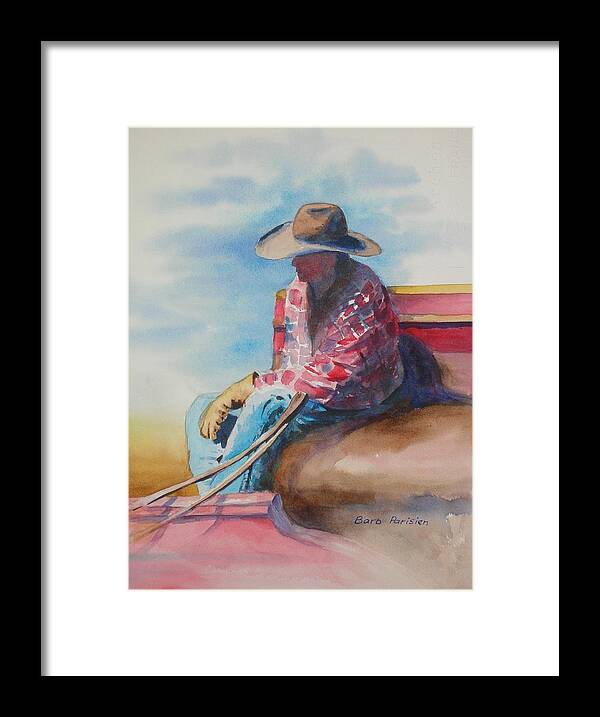  Framed Print featuring the painting Cowboy 1 by Barbara Parisien