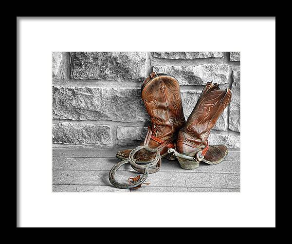Landscape Framed Print featuring the photograph Cowboy boots by Sami Martin