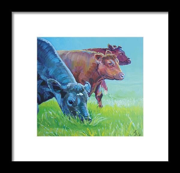 Cow Framed Print featuring the painting Cows by Mike Jory