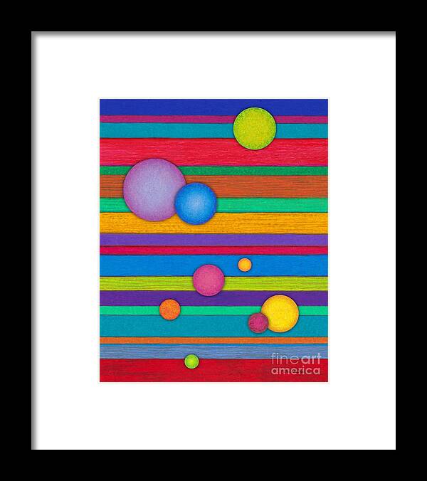 Colored Pencil Framed Print featuring the painting CP003 Stripes and Circles by David K Small