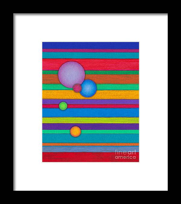 Colored Pencil Framed Print featuring the painting CP003 Stripes with Circles by David K Small