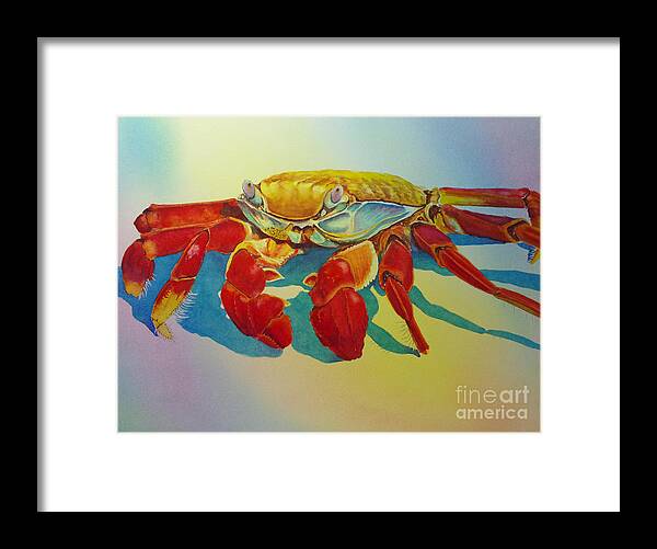 Colorful Crab Framed Print featuring the painting Colorful Crab by Greg and Linda Halom