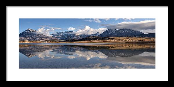 Lake Framed Print featuring the photograph Crawford Reservoir and the West Elk Mountains by Eric Rundle