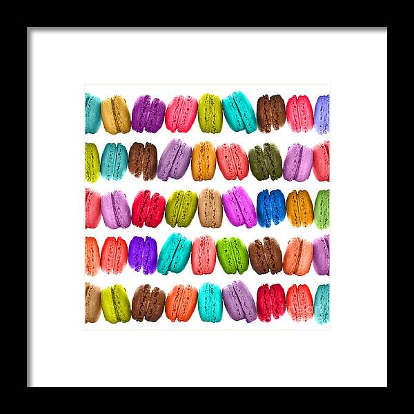 Macarons Framed Print featuring the photograph Crazy french colorful macarons by Delphimages Photo Creations