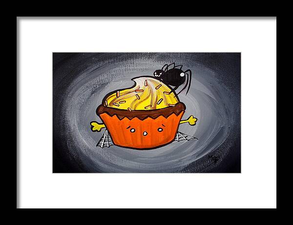 Cute Framed Print featuring the painting Creepy Cupcake by Marisela Mungia