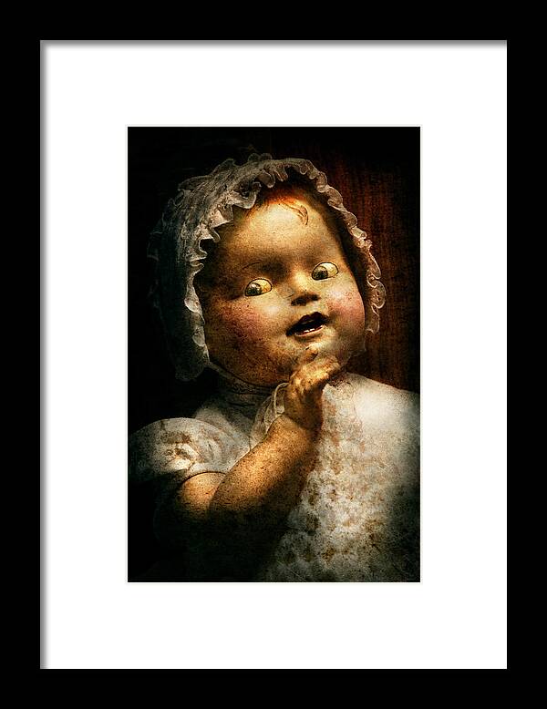 Haunted Doll Framed Print featuring the photograph Creepy - Doll - Come play with me by Mike Savad