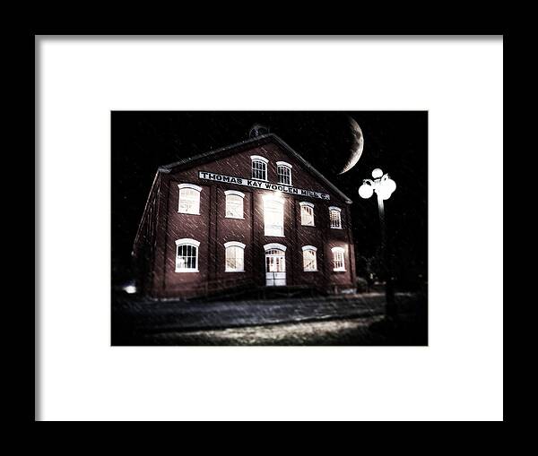 Crescent Framed Print featuring the photograph Crescent Moon at The Mill by Joseph Bowman