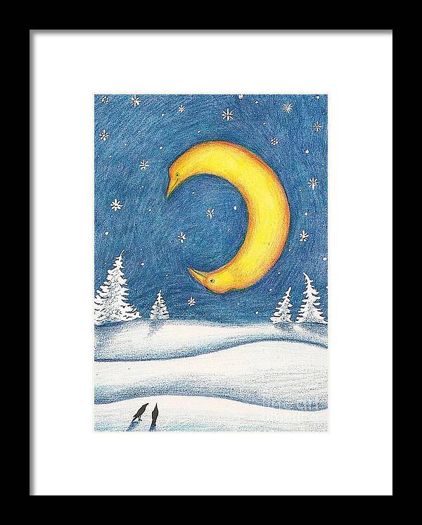 Print Framed Print featuring the painting Crescent Moon by Margaryta Yermolayeva