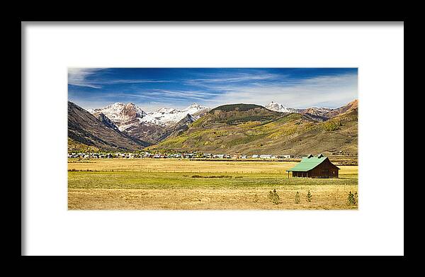 Autumn Framed Print featuring the photograph Crested Butte City Colorado Panorama View by James BO Insogna
