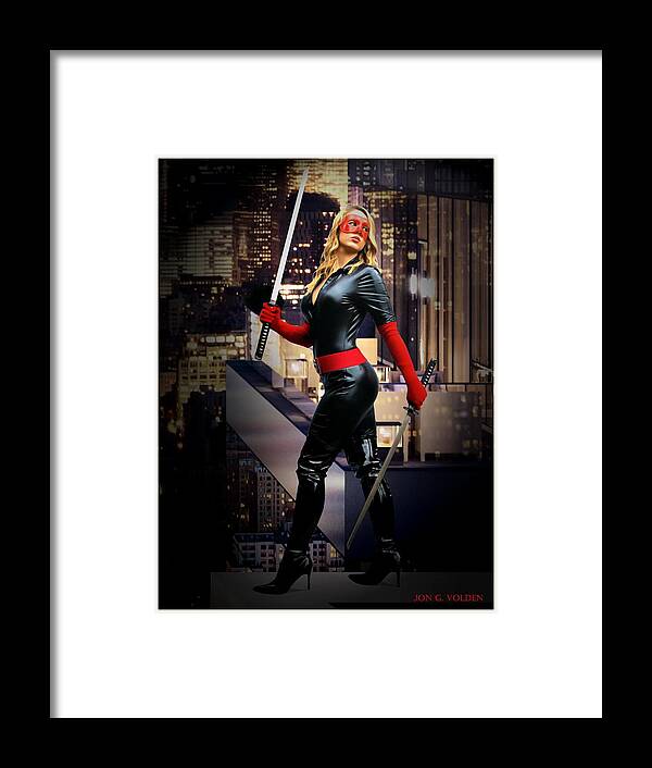 Fantasy Framed Print featuring the photograph Crimson Avenger The Penthouse Watch by Jon Volden