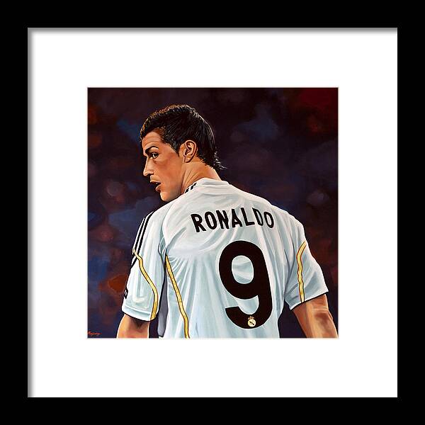 Real Madrid Framed Print featuring the painting Cristiano Ronaldo by Paul Meijering