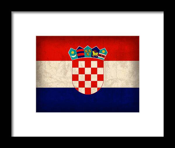 Croatia Framed Print featuring the mixed media Croatia Flag Vintage Distressed Finish by Design Turnpike