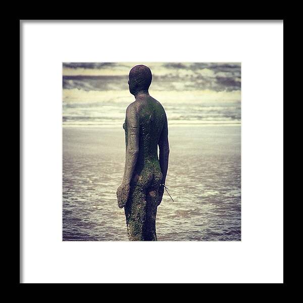  Framed Print featuring the photograph Crosby Beach: Anthony Gormley by Chris Jones