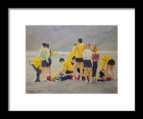 Running Framed Print featuring the painting Cross Country Beach Run by Richard Faulkner