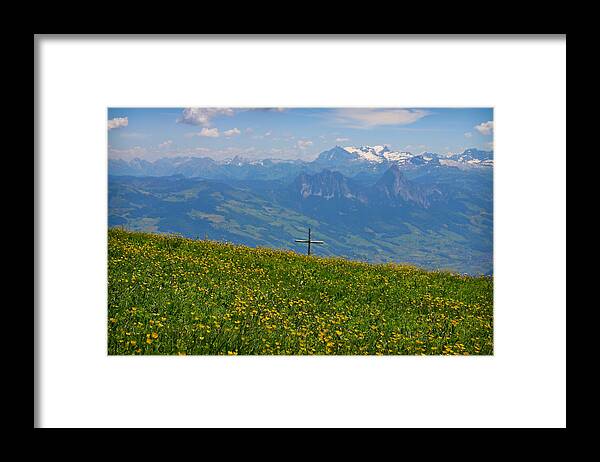 Cross Framed Print featuring the photograph Cross on the Rigi by Jenny Setchell