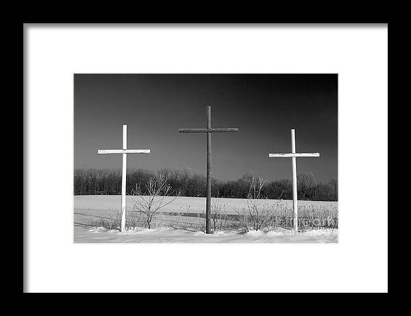 Religion Framed Print featuring the photograph Crosses in Snow by Jim West