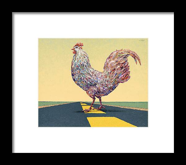 Chicken Framed Print featuring the painting Crossing Chicken by James W Johnson