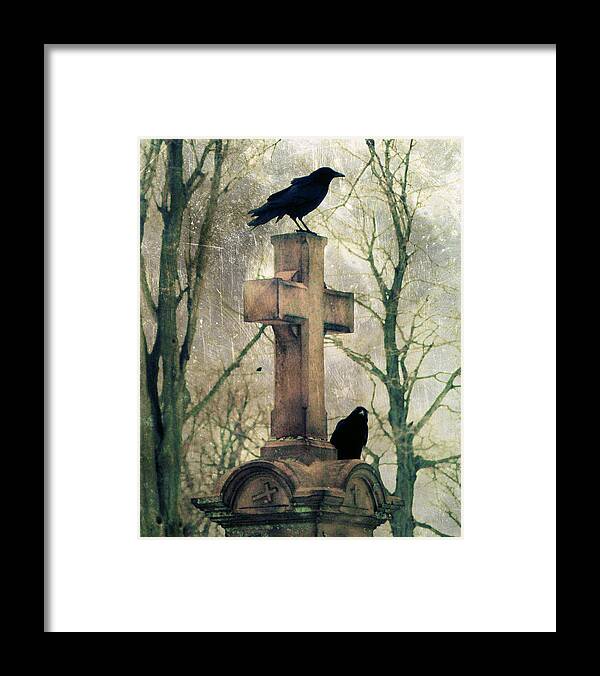 Birds Framed Print featuring the photograph Urban Graveyard Crows by Gothicrow Images