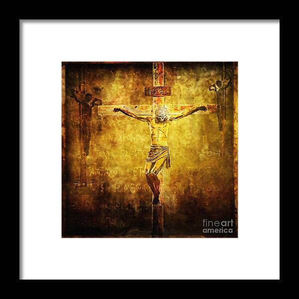 Jesus Framed Print featuring the digital art Crucified Via Dolorosa 12 by Lianne Schneider