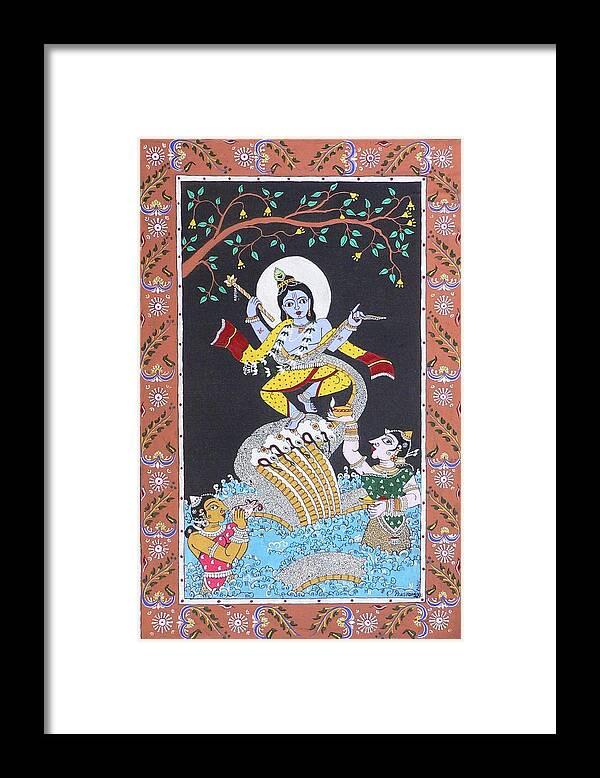 Lord Krishna Framed Print featuring the painting Crushing Ego by Prasida Yerra