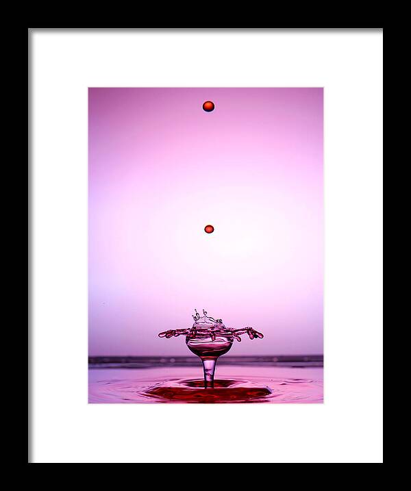 Collision Framed Print featuring the painting Crystal Cup Water Droplets Collision Liquid Art 2 by Paul Ge