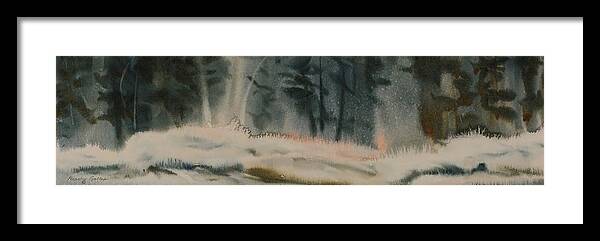 Winter Framed Print featuring the painting Crystals In The Cedars by Heather Gallup