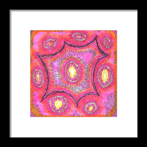 Pink Framed Print featuring the drawing Cube Side 4 by Steve Sommers
